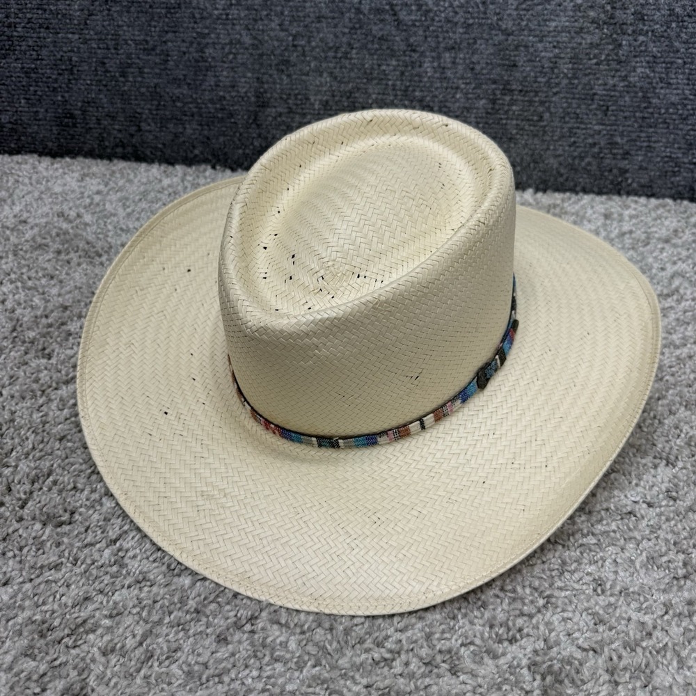 Stetson Delta Straw Hat Panama western Men's size 7 - Picture 14 of 14